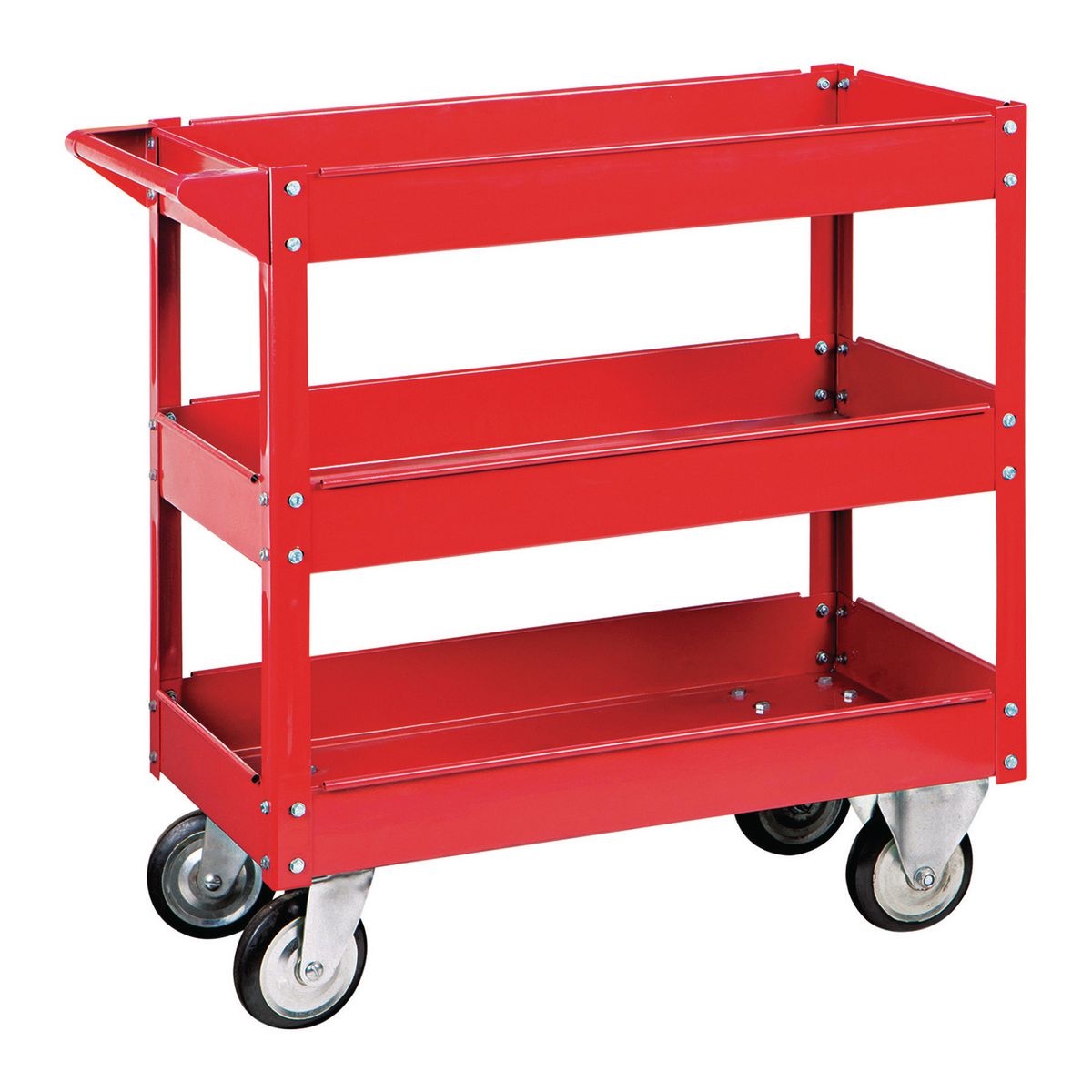 U.S. GENERAL 30 in. x 16 in. Three Shelf Steel Service Cart – Red