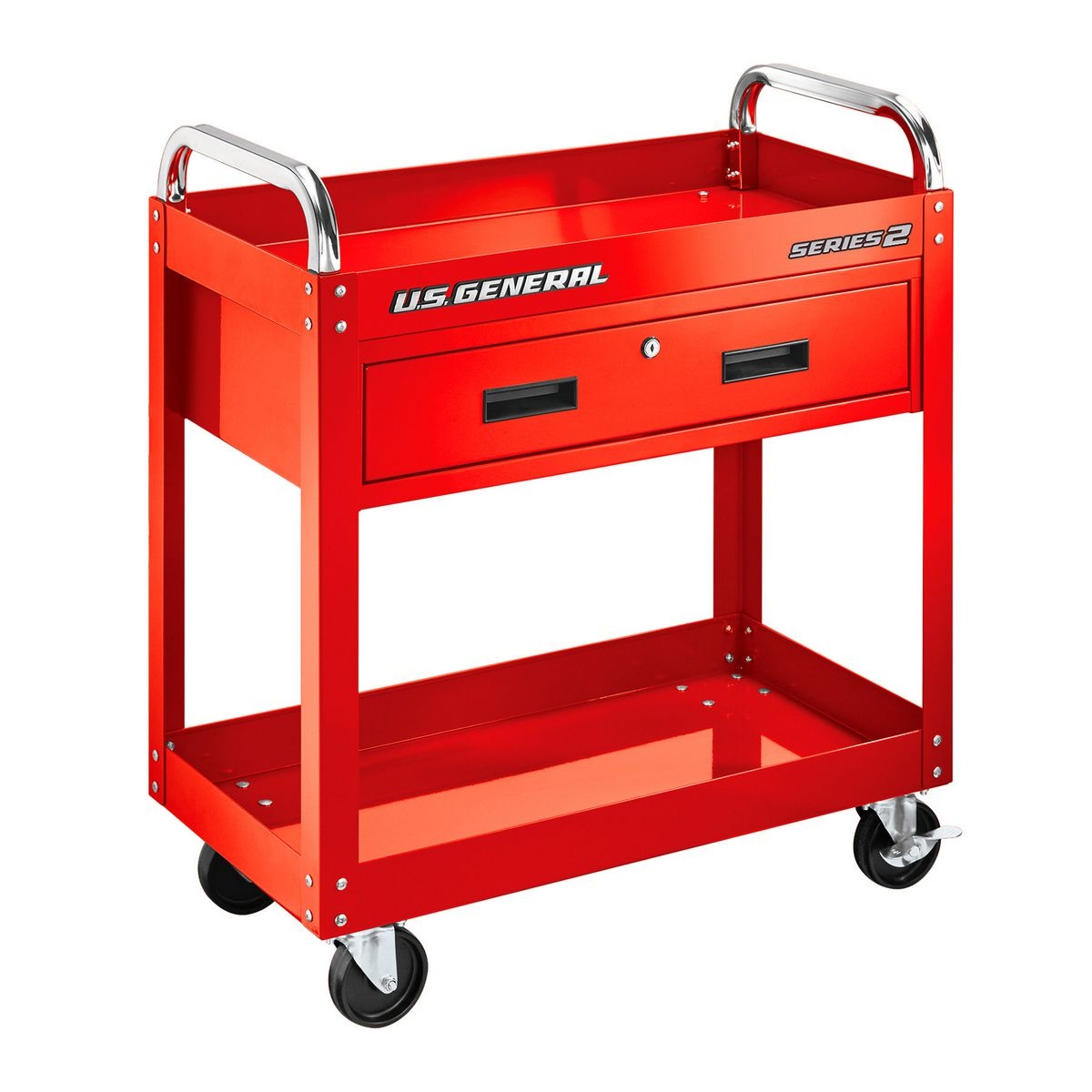 U.S. GENERAL 30 in. Service Cart with Drawer – Red – Item 64058 / 70029