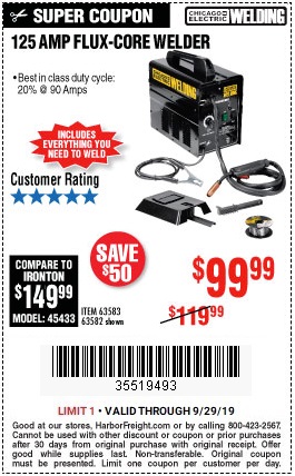 Buy the Chicago Electric Flux 125 Welder for $99.99