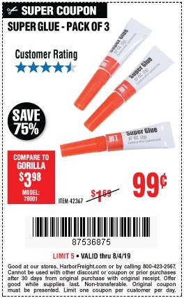 Super Strong Super Glue for Only $0.99 – Harbor Freight Coupons