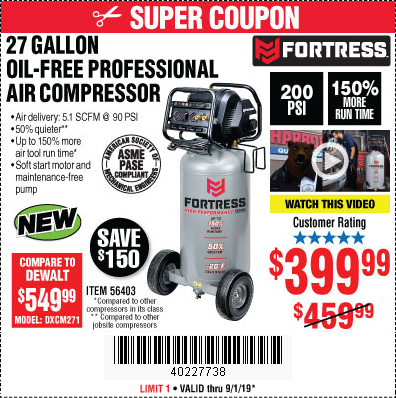 Harbor freight air on sale tank coupon