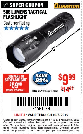Save $5 on a 588-Lumen Tactical Flashlight