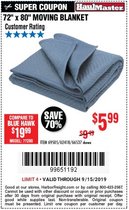 Save 70 percent on a Thick Moving Blanket