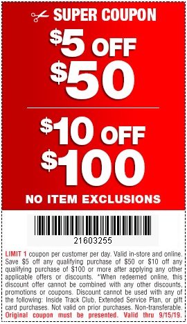 $5 Off $50. $10 Off $100. No Item Exclusions. – Harbor Freight Coupons