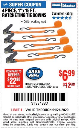 Buy a 4-Pack of Ratcheting Tie-Downs for $6.99