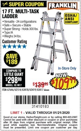 Buy the Franklin 17 Ft. Multi-Task Ladder for $109.99