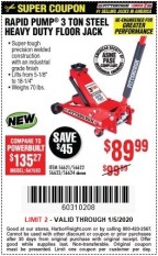Buy the Pittsburgh 3-Ton Heavy-Duty Jack in Red for $89.99 – Harbor Freight  Coupons