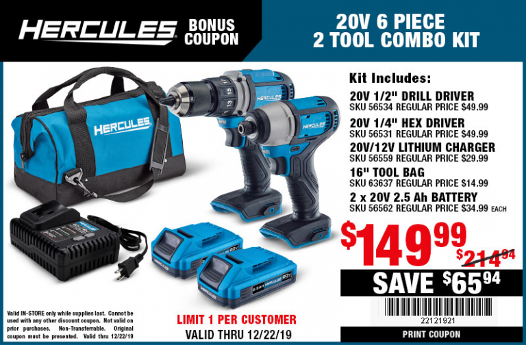 Get Your Holiday Hercules & Bauer Tool Bundles! – Harbor Freight Coupons