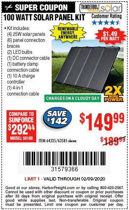 Buy Our 100 Watt Solar Panel Kit For 149 99 Harbor Freight Coupons