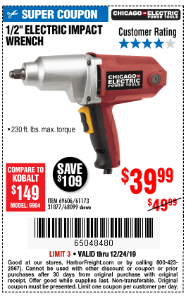 1/2 in. Heavy Duty Electric Impact Wrench