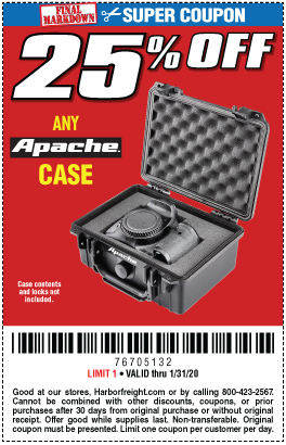 25% off Any Apache Brand Case