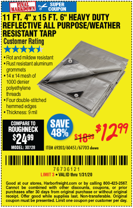 11 ft. 4 in. x 15 ft. 6 in. Silver/Heavy Duty Reflective All Purpose/Weather Resistant Tarp