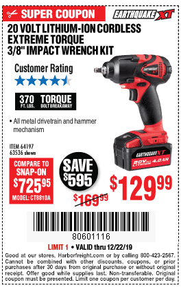 20V Max Lithium 3/8 In. Cordless Xtreme Torque Impact Wrench Kit