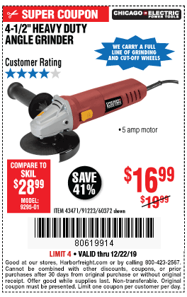 Corded 4-1/2 in. 5 Amp Angle Grinder