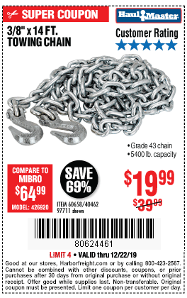 3/8 in. x 14 ft. Grade 43 Towing Chain