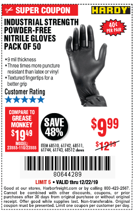 9 mil Nitrile Powder-Free Gloves Medium, 50 Pc.