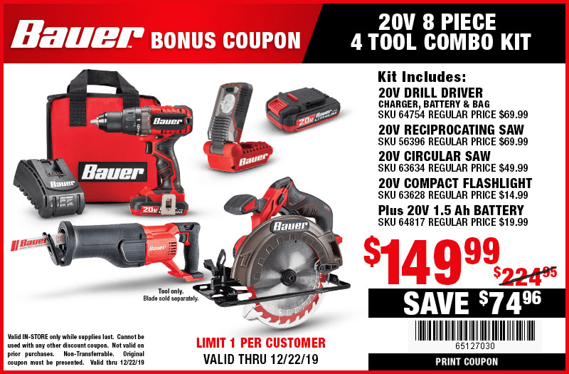 Get Your Holiday Hercules & Bauer Tool Bundles! Harbor Freight Coupons