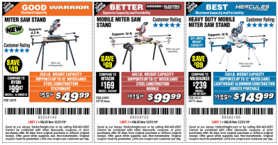 Buy the Right Miter Saw Stand for Your Job - Now Through December 31, 2019 - Harbor Freight Tools