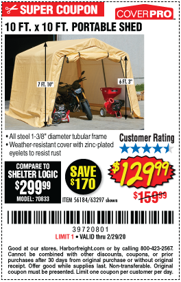10 ft. x 10 ft. Portable Shed