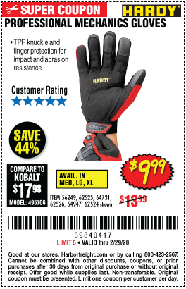 Professional Mechanics Gloves Large