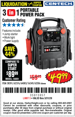 3-in-1 Power Pack with Jump Starter