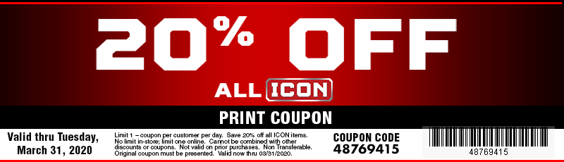 ICON – Exclusive Limited Time Offer: 20% Off All ICON! – Harbor Freight