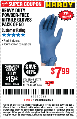 7 mil Nitrile Powder-Free Gloves, 50 Pc. Medium