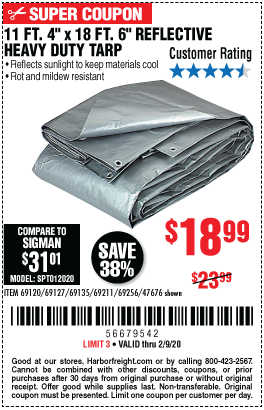 11 ft. 4 in. x 18 ft. 6 in. Silver/Heavy Duty Reflective All Purpose/Weather Resistant Tarp