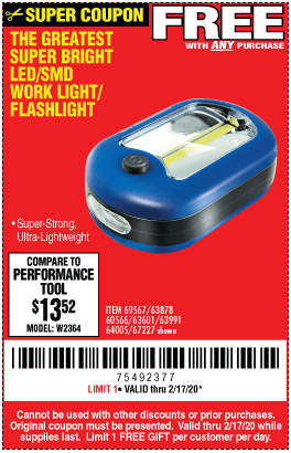 FREE Item With ANY Purchase Through Monday 2/17/2020! – Harbor Freight