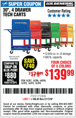 US General 30 Service Cart Assembly and Review - Harbor Freight Coupon 