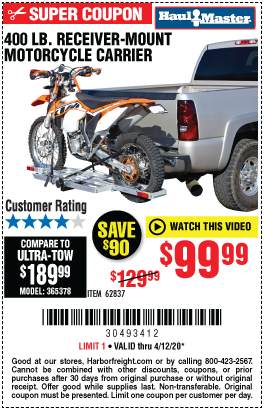 400 lb. Receiver-Mount Motorcycle Carrier