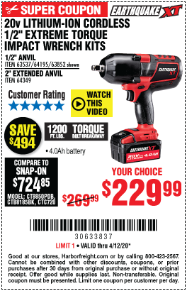 20V Max Lithium 1/2 in. Cordless Xtreme Torque Impact Wrench Kit