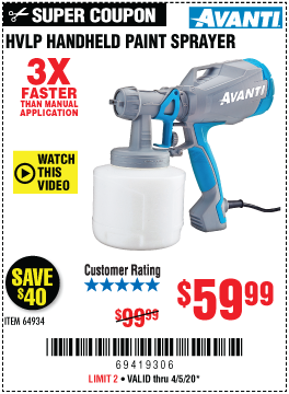 AVANTI Handheld HVLP Paint & Stain Sprayer for $59.99 – Harbor Freight ...