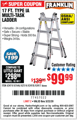 Type IA Multi-Task Laddercompares to Little Giant BRAND NEW17 Ft 