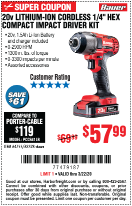 20V Hypermax™ Lithium-Ion Cordless Hex Compact Impact Driver Kit with 1.5 Ah Battery, Rapid Charger, and Bag