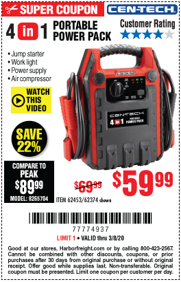 4-In-1 Power Pack With Jump Starter and Compressor