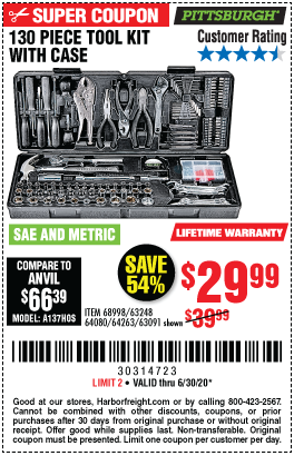 Tool Set with Case, 130 Piece