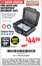 Union Safe Company Waterproof And Fire Rated Document Safe For 44 99 Harbor Freight Coupons