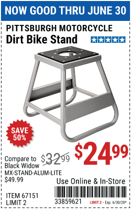 harbor freight dirt bike stand coupon