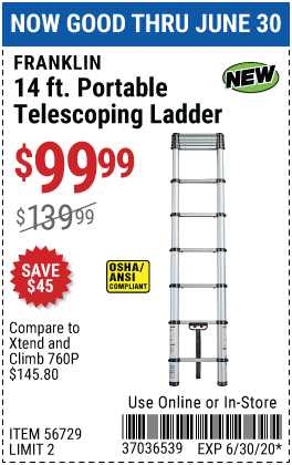 Portable 14 ft.  Telescoping Ladder