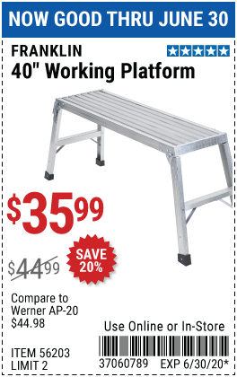 40 In. Lightweight Aluminum Work Platform