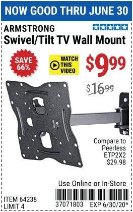 17 in. to 42 in. Swivel/Tilt TV Wall Mount - Small TV