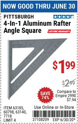 4-in-1 Aluminum Rafter Angle Square