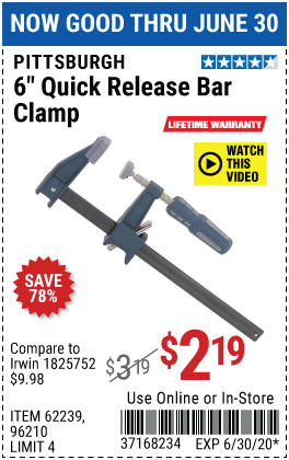6 in. Quick Release Bar Clamp