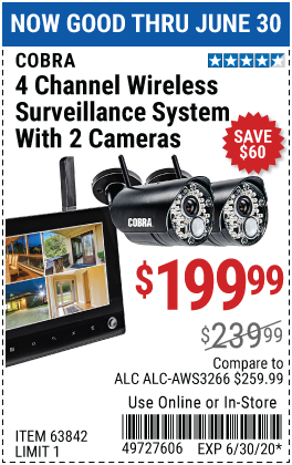4 Channel Wireless Surveillance System with 2 Cameras