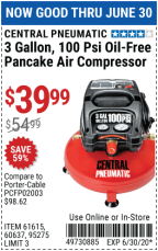 CENTRAL PNEUMATIC 1/5 HP 58 PSI Oil-Free Airbrush Compressor Kit for $79.99  – Harbor Freight Coupons