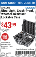 APACHE 4800 Weatherproof Protective Case for $54.99 – Harbor