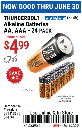 AAA Alkaline Batteries, 24 Pk.