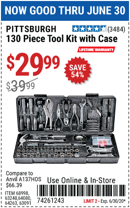 Tool Kit with Case, 130 Pc.