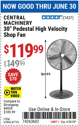 30 in. Pedestal High Velocity Shop Fan